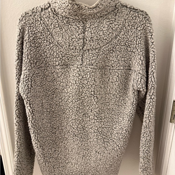 True Grit Light Gray Zip-Up Sherpa Sweater - Picture 2 of 2